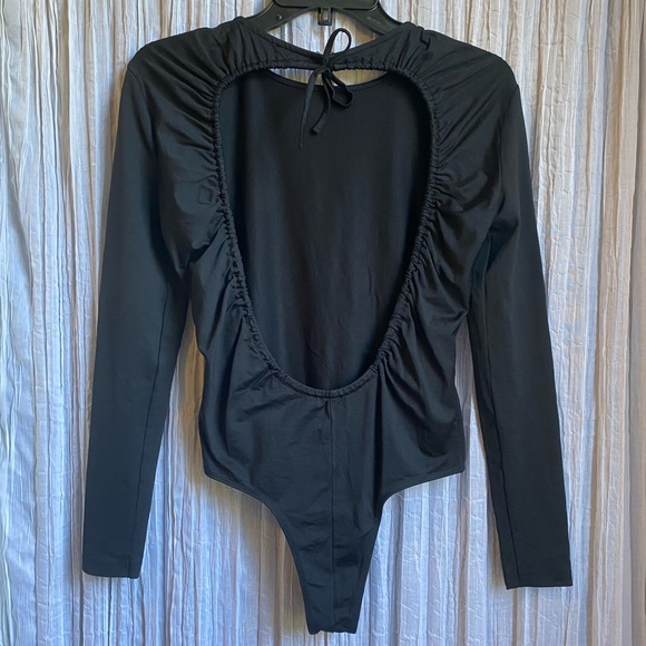 Mango Long Sleeve Open Back Thong Bodysuit - Picture 3 of 6